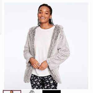 PINK sherpa cardigan with hood